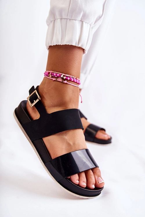 Gumowe Sandały Na Platformie Czarne Kathia