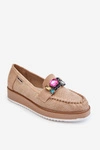 Damskie Mokasyny Na Platformie Z Ozdobami Beżowe Adelyn