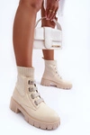 Botki Workery Z Elastyczną Cholewką Beżowe Kasseis