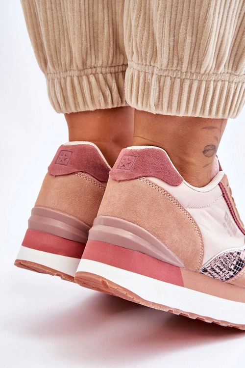 Modne Sneakersy Memory Foam System Big Star LL274366 Różowe