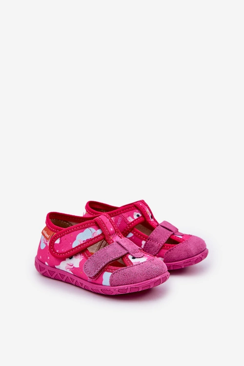 Kapcie Milami Dziecięce Na Rzepy W Jednorożce Fuksja Reathiana