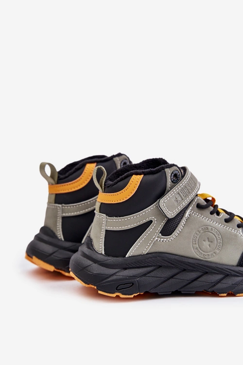 Buty Trekkingowe Trapery Dziecięce Ocieplane Na Rzep Khaki Big Star OO374181