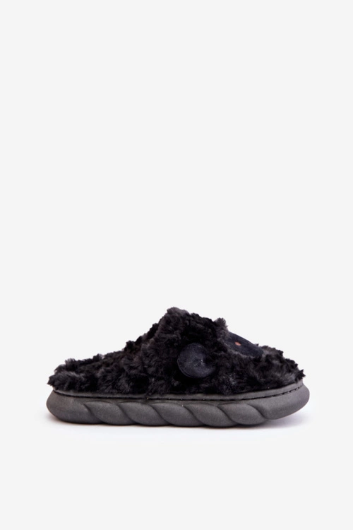 Futrzane Kapcie Damskie Z Motywem Owcy Czarne Phaeia