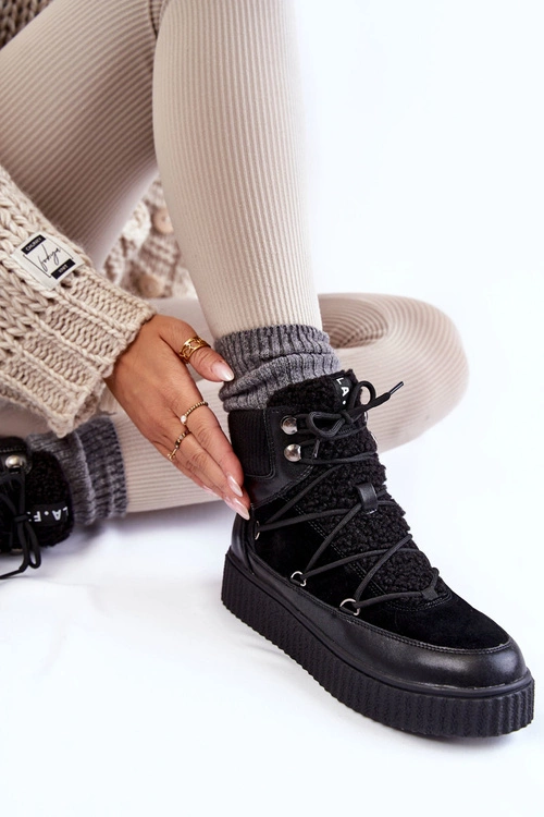 Damskie Botki Śniegowce La.Fi 280072B-QN Czarne