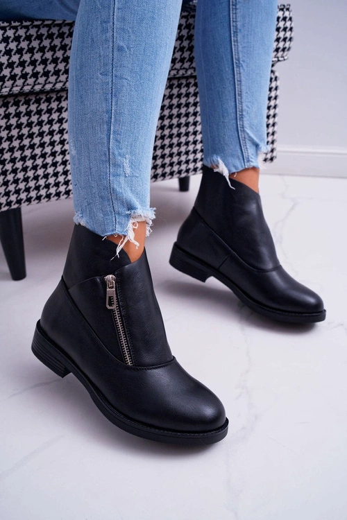 Damskie Botki Z Zamkiem Czarne Juno