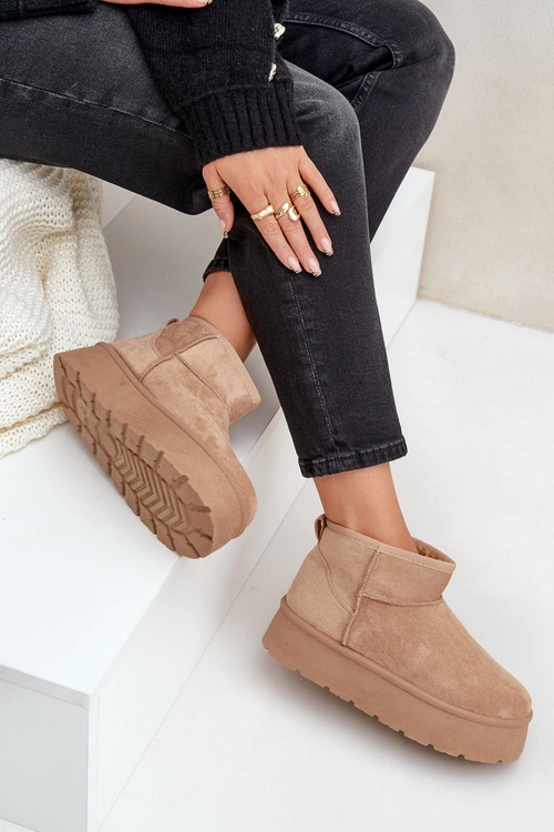 Damskie Śniegowce Na Platformie Ciemnobeżowe Ninala