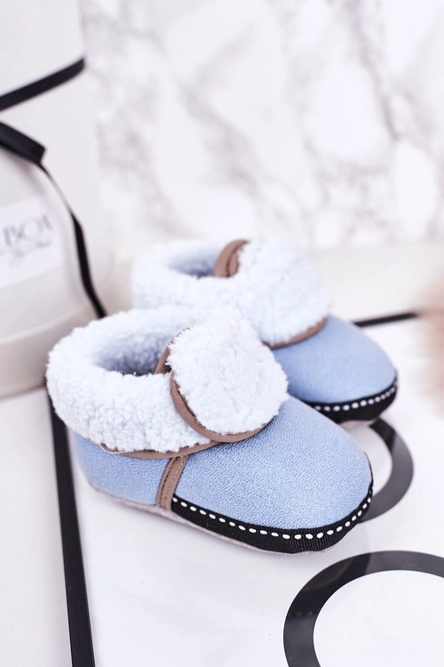 Dziecięce Ocieplane Papcie Z Kożuszkiem Niebieskie Cloudlet