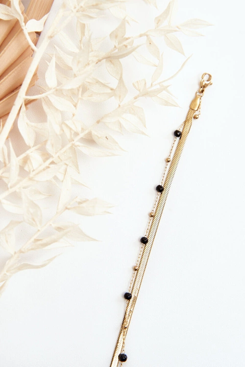 Podwójna Bransoletka Żmijka I Ankier Z Koralikami Złota