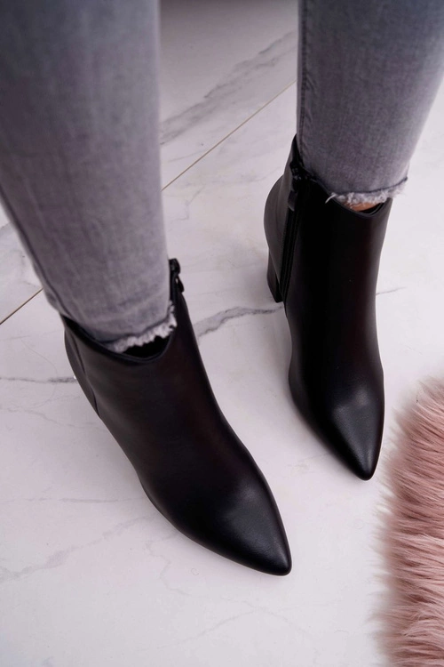 Damskie Botki Na Słupku W Szpic Czarne Felino