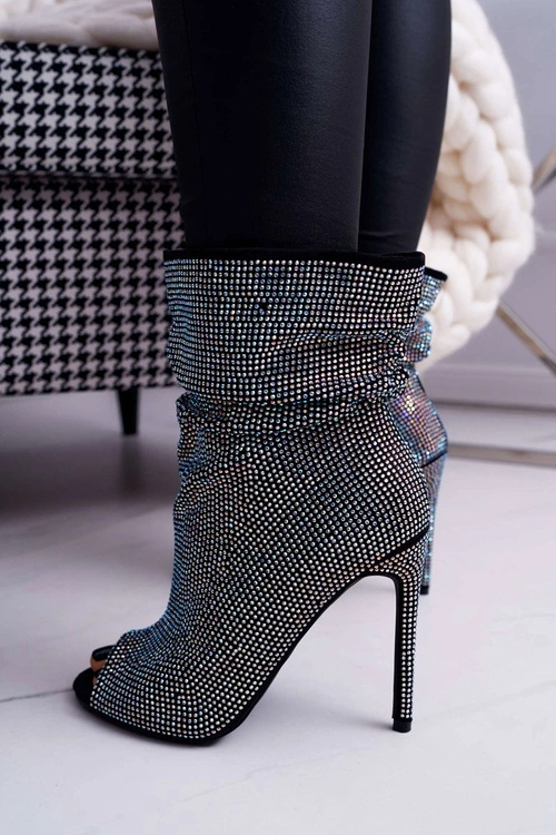 Botki Na Szpilce Z Cyrkoniami Lu Boo Czarne