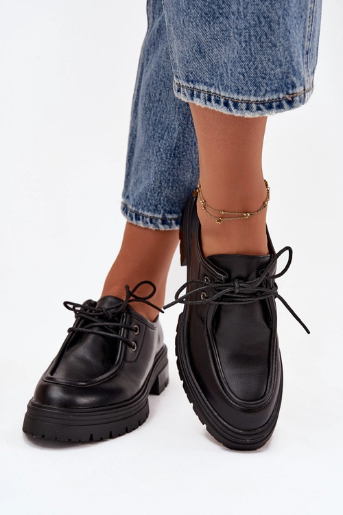 Półbuty Damskie Z Eko Skóry Czarne Adrelle