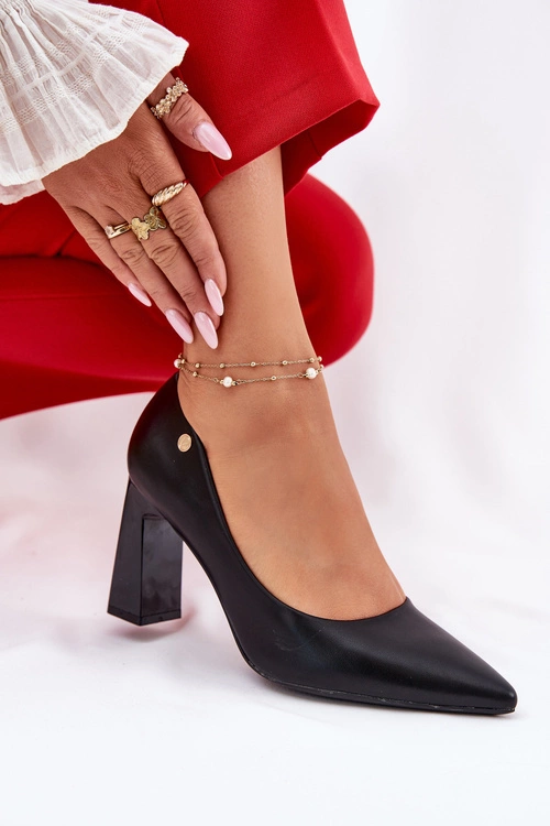 Eleganckie Czółenka Na Słupkowym Obcasie Vinceza 62221 Czarne