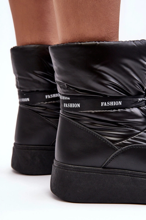 Śniegowce Damskie Z Ozdobnym Wiązaniem Czarne Siracna