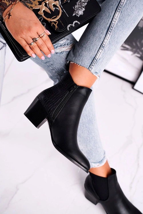 Botki Damskie Na Obcasie Sergio Leone Czarne BT613