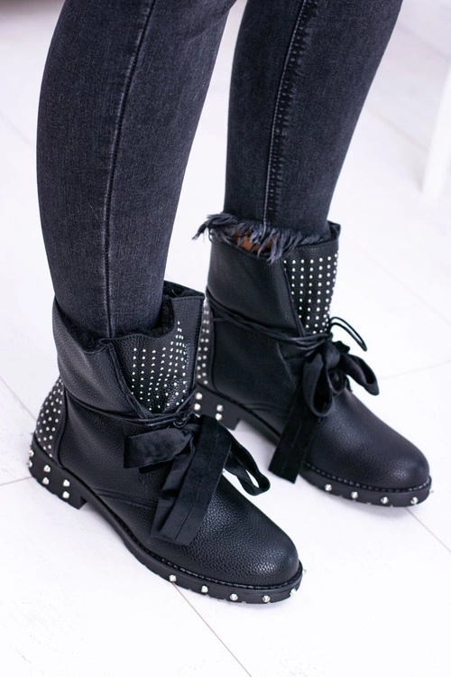 Damskie Botki Ocieplane Z Kolcami i Dżetami Neso