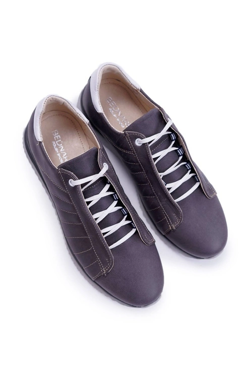 Półbuty Męskie Bednarek Skórzane Sportowe Szare Geos