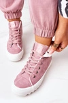 Damskie Skórzane Ocieplane Trampki Big Star EE274113 Różowe