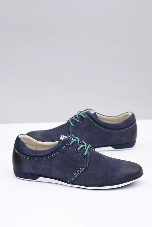 Granatowe Męskie Skórzane Półbuty Dimonde