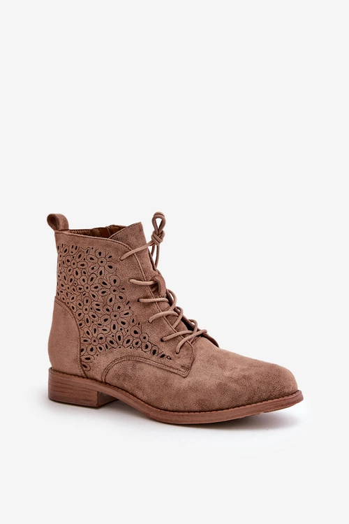 Damskie Botki Ze Wzorem Brązowe S.Barski HY66-136