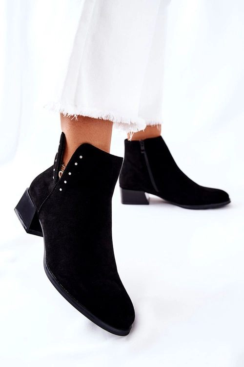 Zamszowe Botki Ocieplane Sergio Leone BT217 Czarne