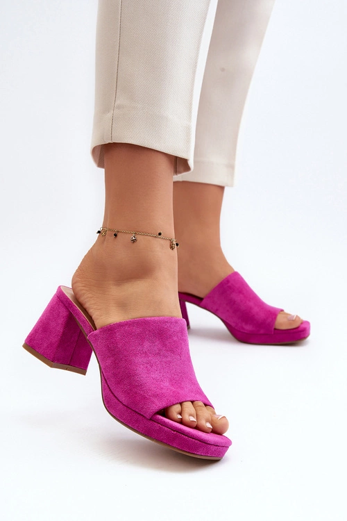 Damskie Klapki Na Obcasie Fuksja Bralya