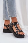Zdobione Sandały Na Platformie Czarne Tatellia