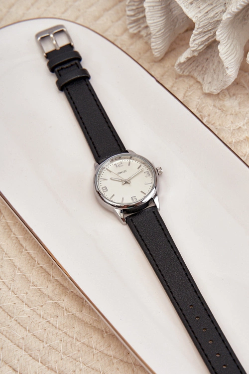 Damski Zegarek Na Eko Skórzanym Pasku Czarny Ernest E62177