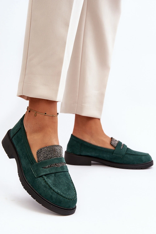 Damskie Zdobione Mokasyny Ciemnozielone Dananei