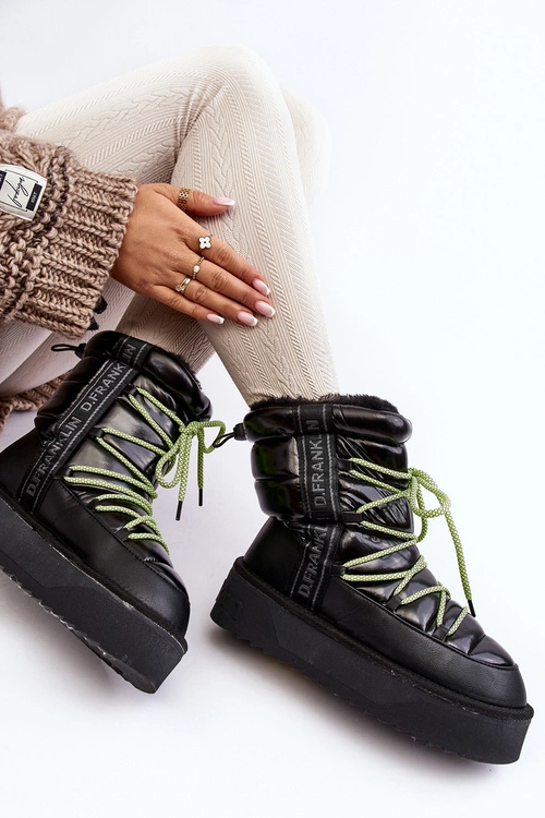 Śniegowce Damskie Na Grubej Podeszwie Wegańskie D.Franklin DFSH371007 Czarne