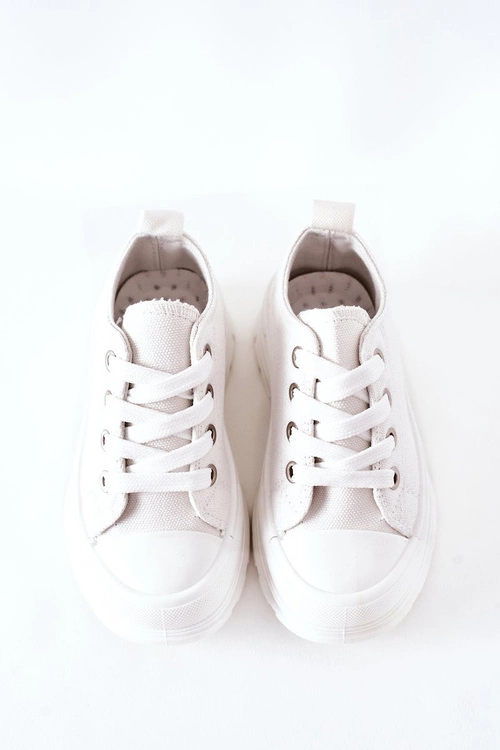 Dziecięce Trampki Na Platformie Białe Travel Time