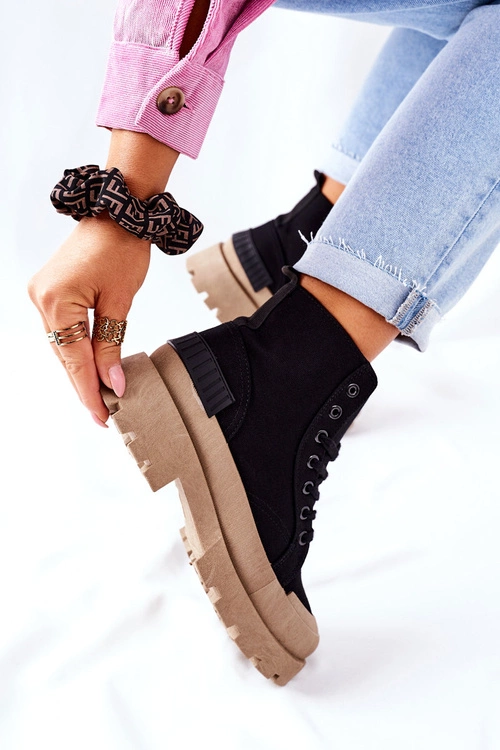 Damskie Botki Trapery Czarne Any One