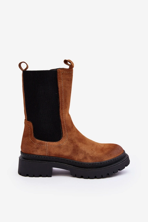 Damskie Botki Sztyblety Na Suwak Camel Samil