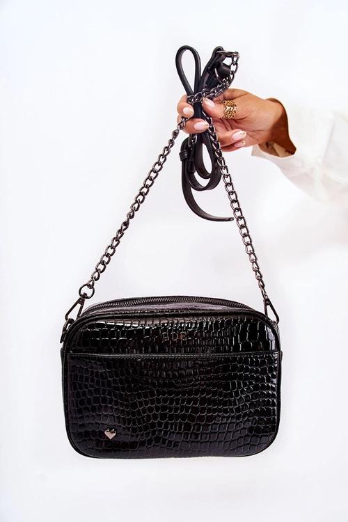 Lakierowana Torebka Listonoszka GOE ZNJ022 Czarna