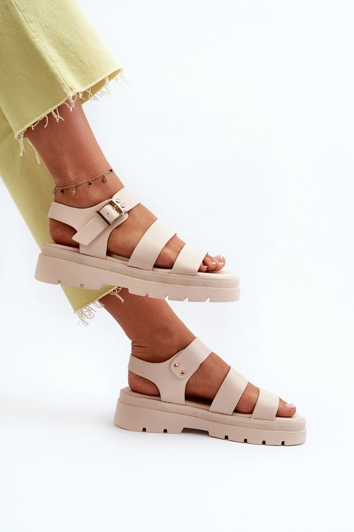 Sandały Damskie Na Masywnej Podeszwie Beżowe Nicarda