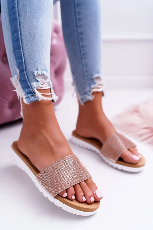 Lu Boo Damskie Klapki Z Cekinami Champagne Goodies