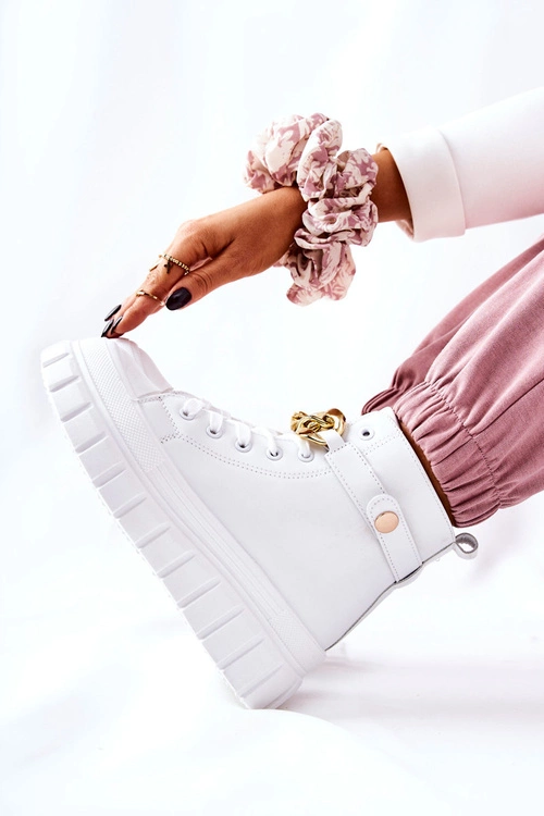 Wysokie Trampki Na Platformie Białe Standies