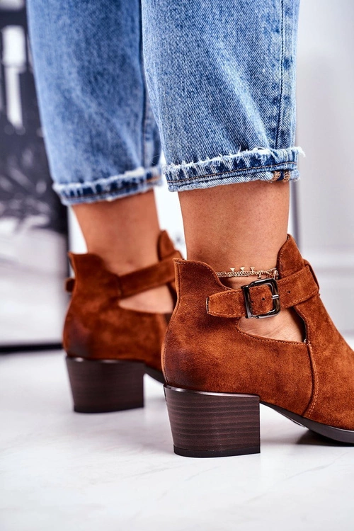 Botki Damskie Na Obcasie Z Wycięciami Camel Sicily