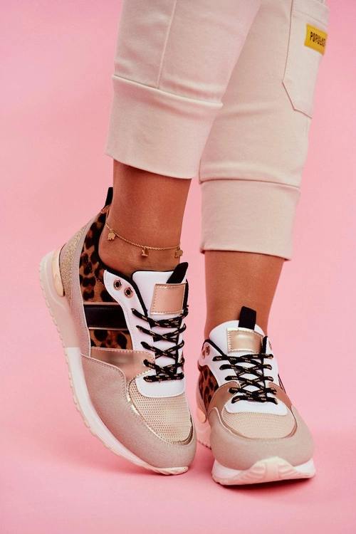 Sportowe Damskie Buty Beżowe Leopard Himme