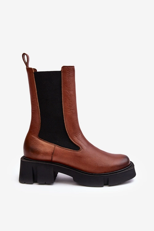 Damskie Botki Sztyblety Laura Messi 2693/229 Brązowe