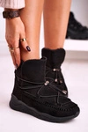 Damskie Botki Śniegowce Sportowe Ocieplane Futerkiem Czarne Synte