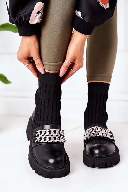 Botki Workery Z Łańcuchami Czarne Walk This Way