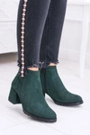 Damskie Zielone Skórzane Botki Na Słupku Nicole