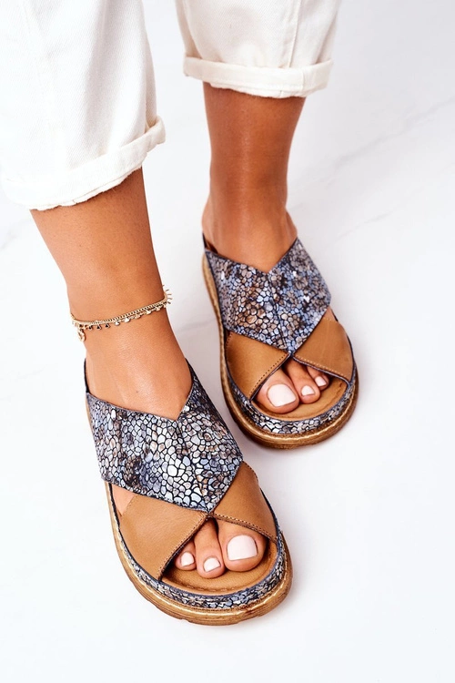 Skórzane Profilowane Klapki Maciejka 04986-02 Brązowe