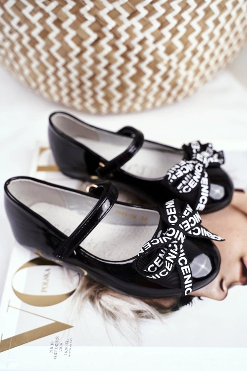 Dziecięce Czarne Balerinki na Rzep Barski Mindi