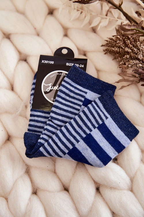 Dziecięce Klasyczne Skarpety W Pasy I Paseczki Granatowe