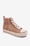 Damskie Wysokie Ocieplane Trampki Cross Jeans KK2R4045C Beżowe