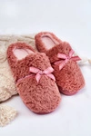 Damskie Futrzane Papcie Z Kokardką Różowe Ryana