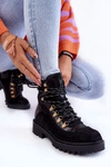 Damskie Ocieplane Botki Sznurowane Czarne Jesse
