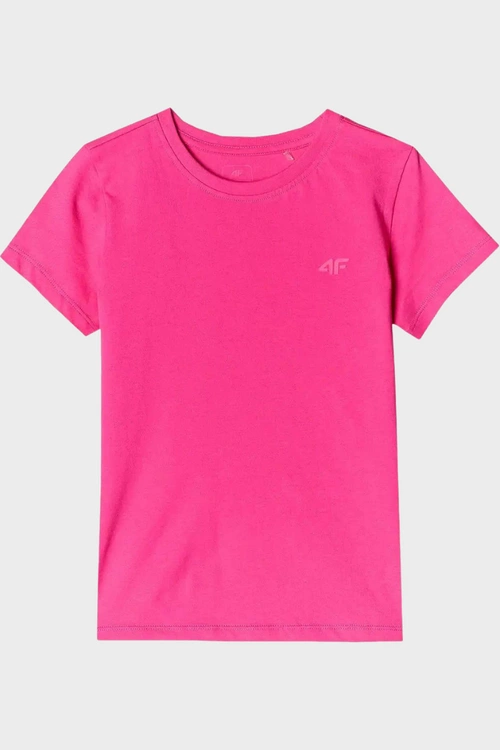 Dziewczęcy T-shirt Gładki Bawełniany Fuksja 4F 4FJWMM00TTSHF1658-55S