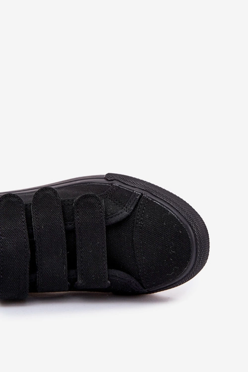 Młodzieżowe Niskie Trampki Na Rzep Czarne Dilan